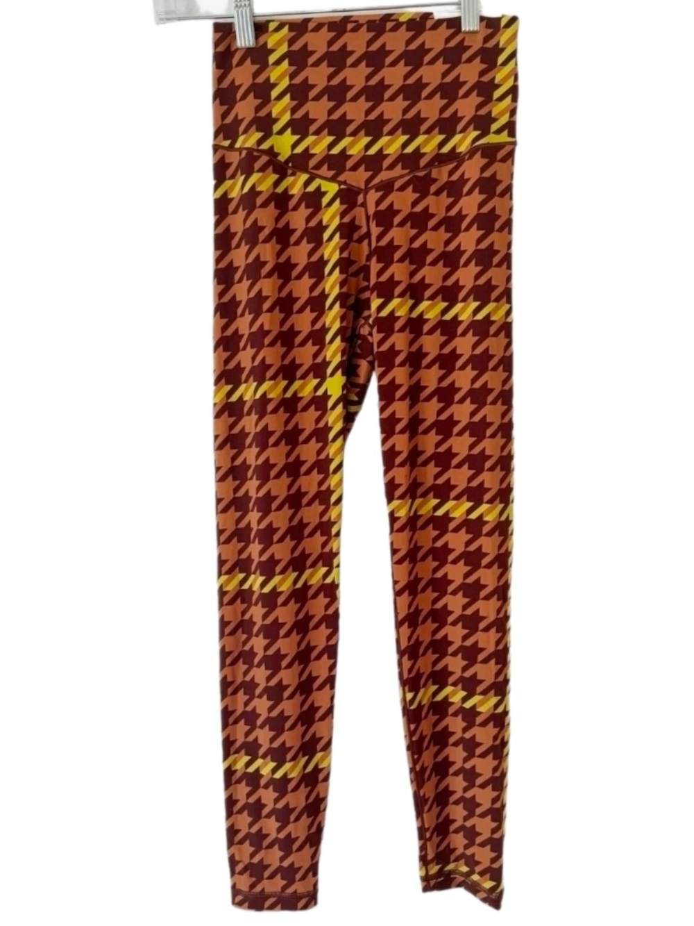 Offline Aerie REAL ME XTRA 7/8 Long HiRise Brown/Yellow Houndstooth Legging Sz L